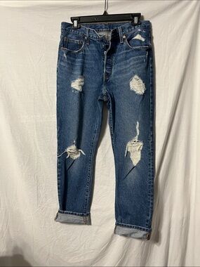 Levi's Distressed Dark Blue Relaxed Fit Jeans